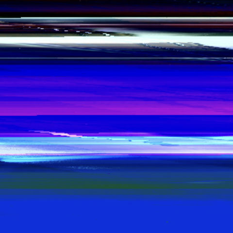 "glitch art with blue colors"