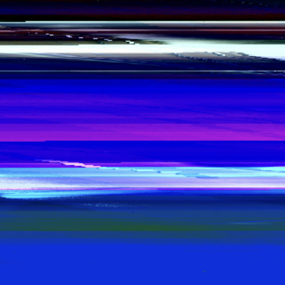 "glitch art with blue colors"